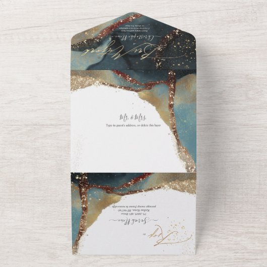 PixDezines Cosmic Slate Blue Bar Mitzvah All In One Einladung (Außenbereich)