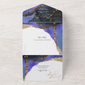 PixDezines Cosmic Violet Blue Bat Mitzvah All In One Einladung (Außenbereich)