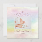 PixDezines Cotton Candy, Baptême Fille Einladung (Vorderseite)