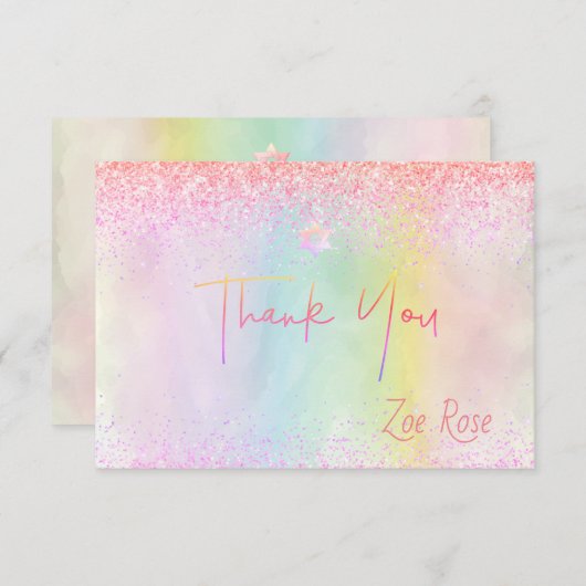 PixDezines Cotton Candy Bat Mitzvah Danke Karte (Vorne/Hinten)