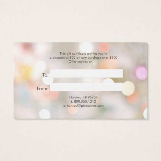 PixDezines Cotton Candy Bokeh Gift Cards (Rückseite)