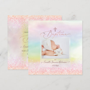 PixDezines Cotton Candy Glitter, Taufe Mädchen Einladung