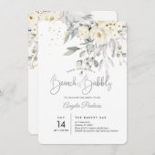 PixDezines Cream Rose Eucalyptus Brunch+Bubbly Einladung (Vorne/Hinten)