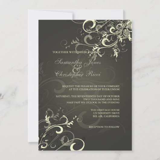 PixDezines Creme Wirbel + Grafit Einladung (Rückseite)