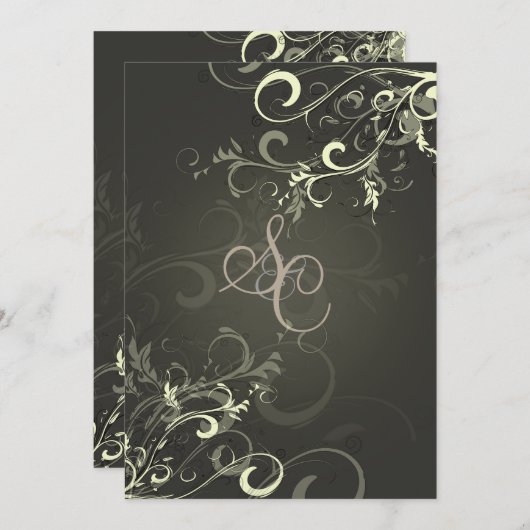 PixDezines Creme Wirbel + Grafit Einladung (Vorne/Hinten)