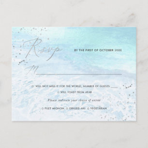 PixDezines Crystal Blue, Beach RSVP mit Essen Einladungspostkarte