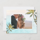 PixDezines Crystal Blue Beach Shoreline Palms Save The Date (Rückseite)