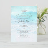 PixDezines Crystal Blue BeachShoreline Quinceanera Einladung (Stehend Vorderseite)