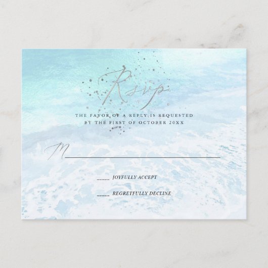 PixDezines Crystal Blue Coastal Calligraphy UAWG Einladungspostkarte (Vorderseite)
