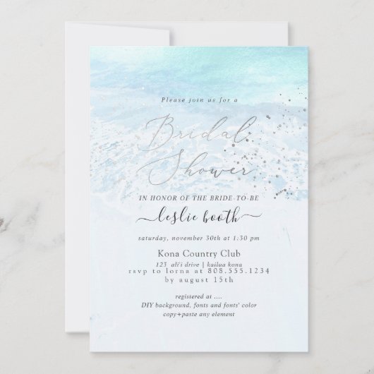 PixDezines Crystal Blue Shoreline Brautparty Einladung (Vorderseite)