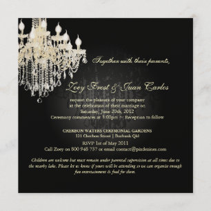 PixDezines Crystal Chandelier + Damask/schwarz+wei Einladung