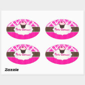 PixDezines cupcake+Damask/DIY-Farbe Ovaler Aufkleber (Blatt)