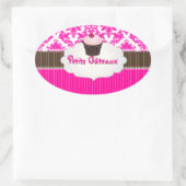 PixDezines cupcake+Damask/DIY-Farbe Ovaler Aufkleber (Tasche)