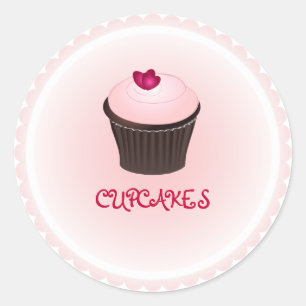 PixDezines cupcake/rote Herzen Runder Aufkleber