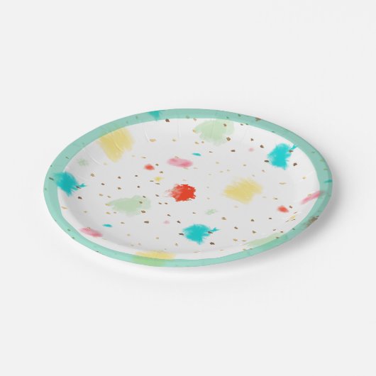 PixDezines Cupcake Sprinkles/Imitats Gold Pappteller (Schrägansicht)