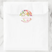 PixDezines Cupcakes+Bubbly Wasserfarbe Peonies Runder Aufkleber (Tasche)