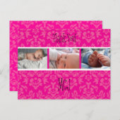 PixDezines Damask 12, Monogram danke Ihnen Postkar Ankündigungspostkarte (Vorne/Hinten)