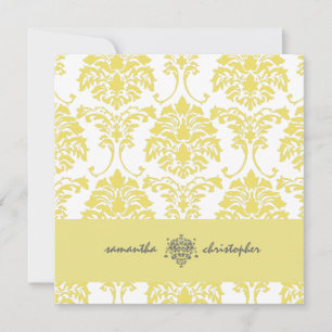 PixDezines Damask 1 Gelb und Grau Akzent Einladung