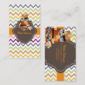 PixDezines Damask Hochzeitstorte+Zickzack Visitenkarte (Vorne/Hinten)