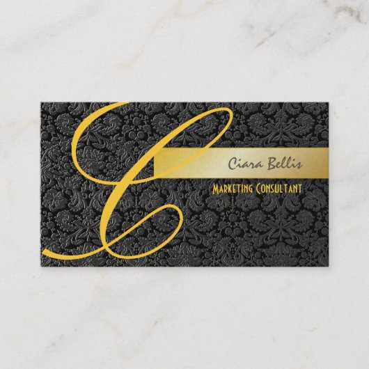 PixDezines Damask Spitze in schwarz + gold Visitenkarte (Vorderseite)
