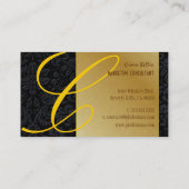 PixDezines Damask Spitzen in Schwarz + Gold Visitenkarte (Rückseite)