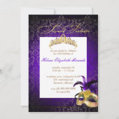 PixDezines DAMASK SWEET 16 MASQUERADE/DIY LILA Einladung (Rückseite)