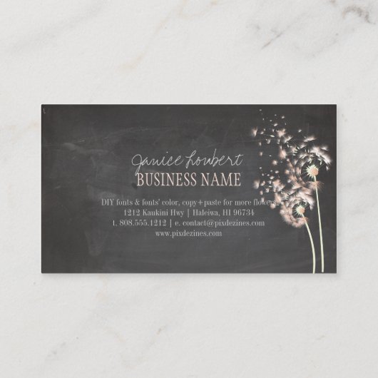 PixDezines Dandelion-Khalkboard Visitenkarte (Rückseite)