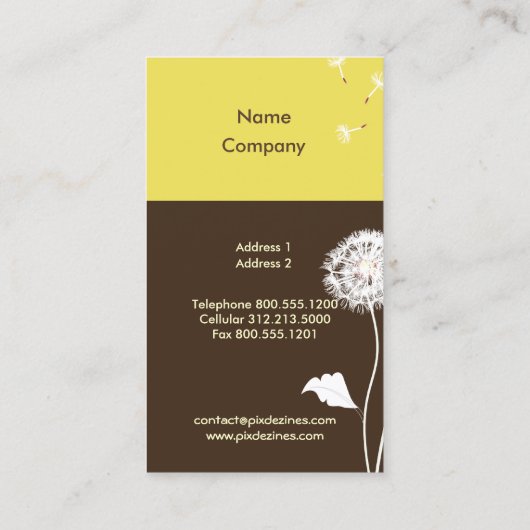 PixDezines dandelions dijon Senf Visitenkarte (Rückseite)