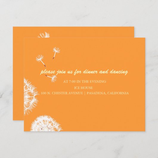 PixDezines Dandelions, dunkle Hintergrundfarben Einladung (Vorne/Hinten)