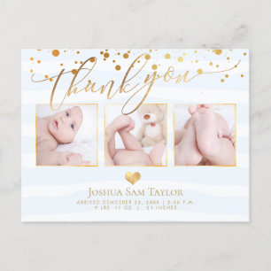 PixDezines Danke, Baby Shower/ Konfetti/Herz Postkarte