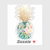 PixDezines Dark Aquamarin Aloha Ananas, Imitate Go Aufkleber (Blatt)