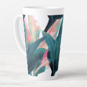 PixDezines Dark Aquamarin+Pink Ti-Blätter Milchtasse (Linke Ecke)