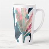 PixDezines Dark Aquamarin+Pink Ti-Blätter Milchtasse (Rechts)