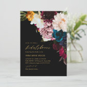 PixDezines Dark Moody Blume Brautparty Einladung (Stehend Vorderseite)