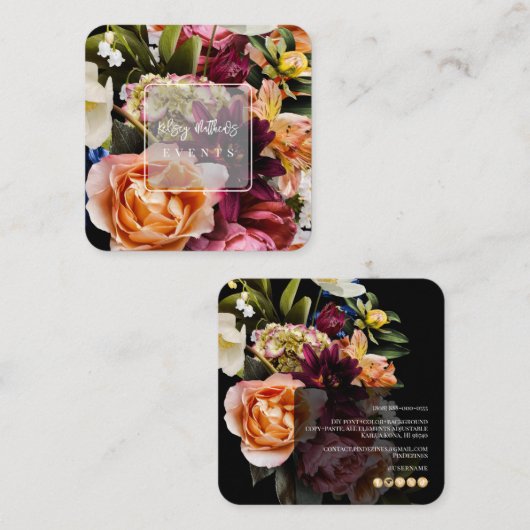 PixDezines Dark Moody-Blume Quadratische Visitenkarte (Vorne/Hinten)
