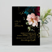 PixDezines Dark Moody Floral Arrangement Folieneinladung (Stehend vorne)