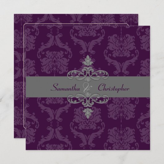 PixDezines DARK PLUM LILIANA DAMASK, DIY FARBE Einladung (Vorne/Hinten)