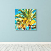 PixDezines Date Palms/Aqua Blue Leinwanddruck (Insitu (Holzboden))