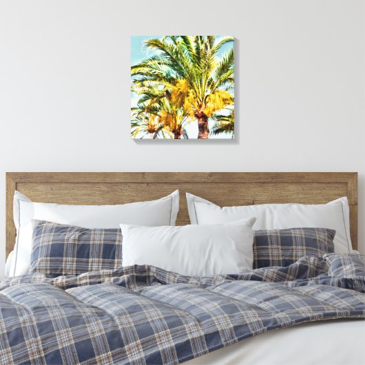 PixDezines Date Palms/Light Blue Leinwanddruck (Insitu (Schlafzimmer))