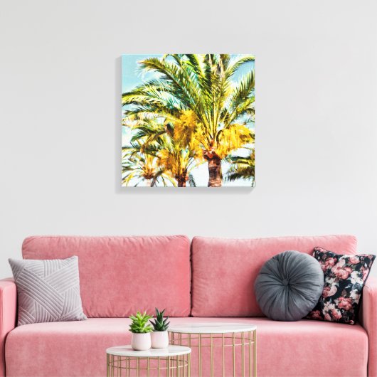 PixDezines Date Palms/Light Blue Leinwanddruck (Insitu (Wohnzimmer))