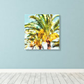 PixDezines Date Palms/Light Blue Leinwanddruck (Insitu (Holzboden))