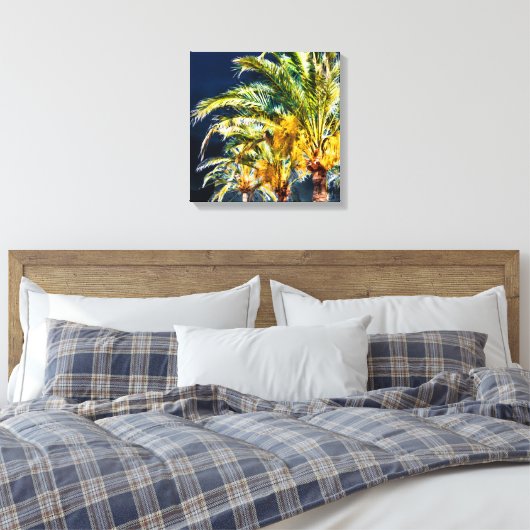 PixDezines Date Palms/Midnight Blue Leinwanddruck (Insitu (Schlafzimmer))