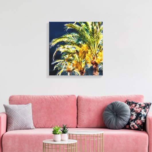 PixDezines Date Palms/Midnight Blue Leinwanddruck (Insitu (Wohnzimmer))