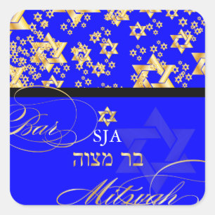 PixDezines Davidstern/Bar Mizwa Quadratischer Aufkleber
