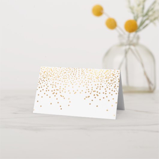 PixDezines Dazzled Imitate Gold Confetti Placecard Platzkarte (Rückseite)
