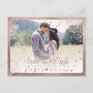 PixDezines Dazzled Imitats Rose Gold Confetti Ankündigungspostkarte