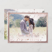 PixDezines Dazzled Imitats Rose Gold Confetti Ankündigungspostkarte (Vorne/Hinten)