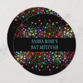 PixDezines Dazzled/Neon Speck/Bat Mitzvah Einladung (Vorne/Hinten)