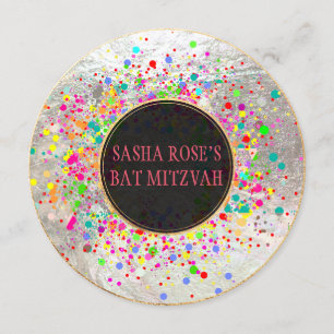 PixDezines Dazzled/Neon Speck/Bat Mitzvah Einladung