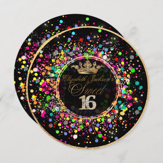 PixDezines Dazzled/Regenbogen/Sweet+16 Einladung (Vorne/Hinten)